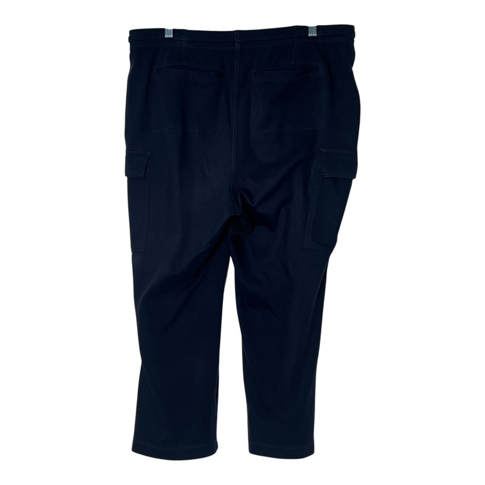 Lands End Sport Knit Straight Leg Cargo Pants Navy Blue Cotton Large 14-16 - Picture 2 of 11